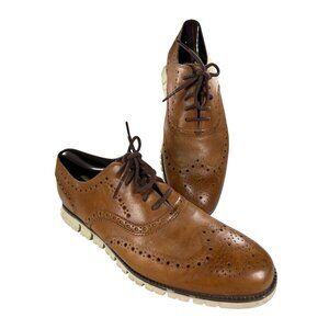 Cole Haan Mens Grand OS Size 10.5 M Brown Leather Wingtip Oxfords Comfort Shoes